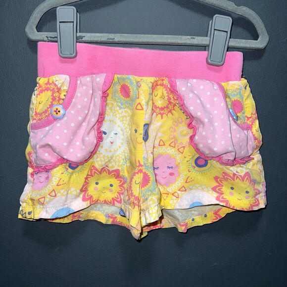 Matilda Jane’s Girls Shorts size 2 Pink Yellow Sun Print Pull On Pockets - Picture 1 of 6